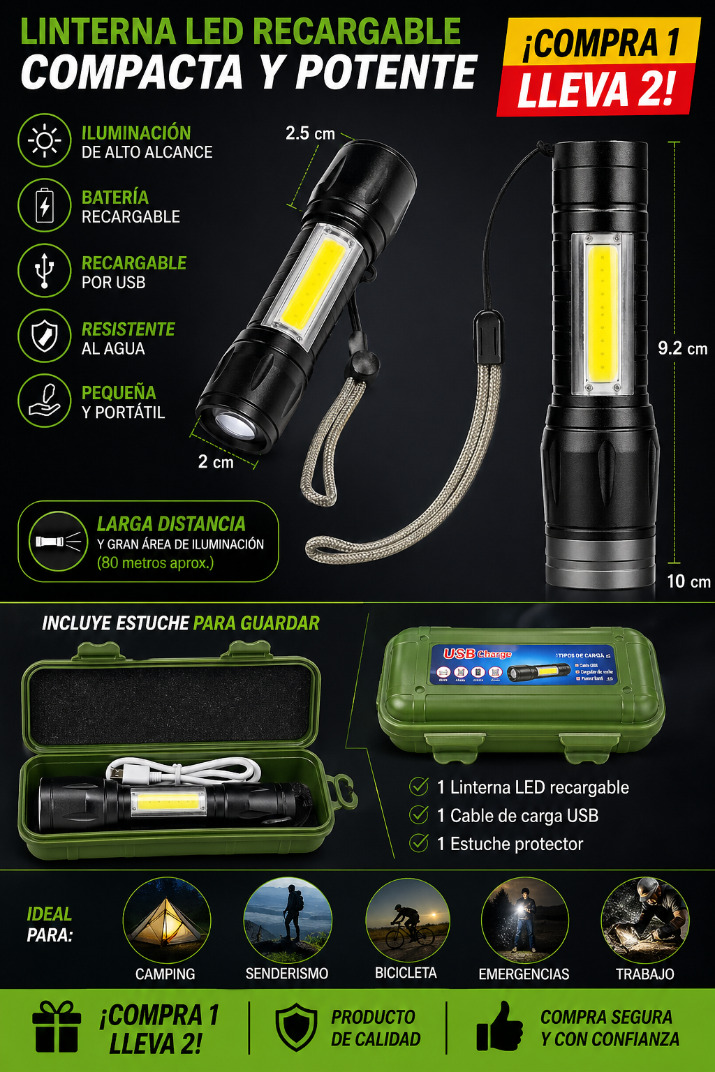 🔥LUMIMAX ™ - ¡Linterna INDESTRUCTIBLE! compre 1 lleve 2 + Paga Al Recibir + Envío gratis