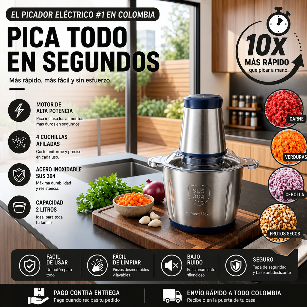 MOLINO PICADOR ELÉCTRICO ACERO INOXIDABLE 🔥2 LITROS🔥 (TAMAÑO GRANDE)