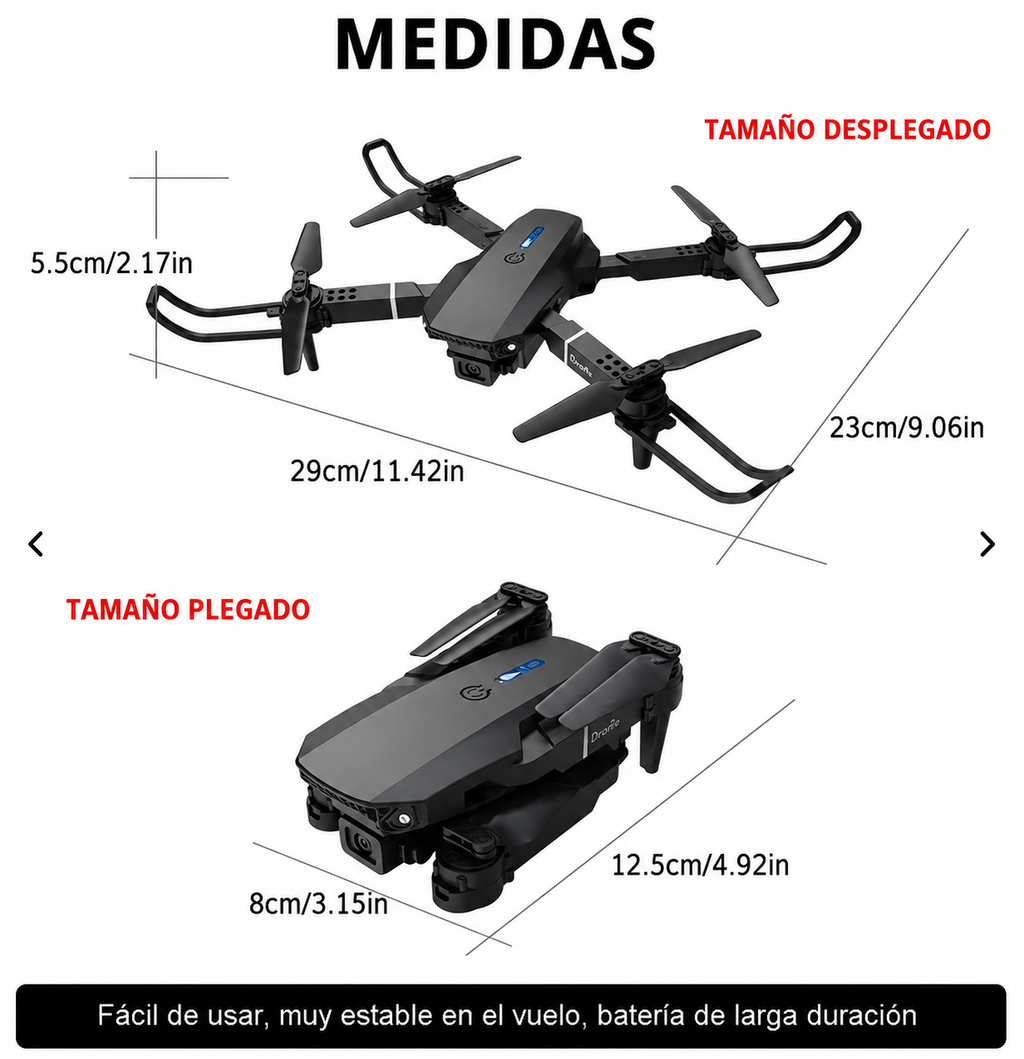 [OFERTA] - Dron E99 Max Sky Vision 4K + DOBLE BATERÍA + CONTROL PANTALLA CELULAR